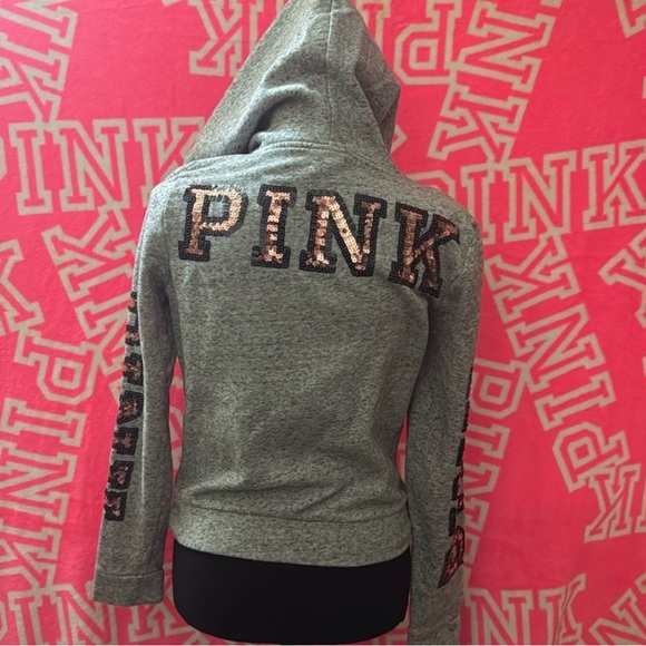 PINK Victoria's Secret Jackets & Blazers - Size XS bling gold sequin full zipper sweatshirt